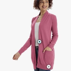 Womens Pink Long Sleeve Open Front Cardigan Sweater Plus Size 2XL